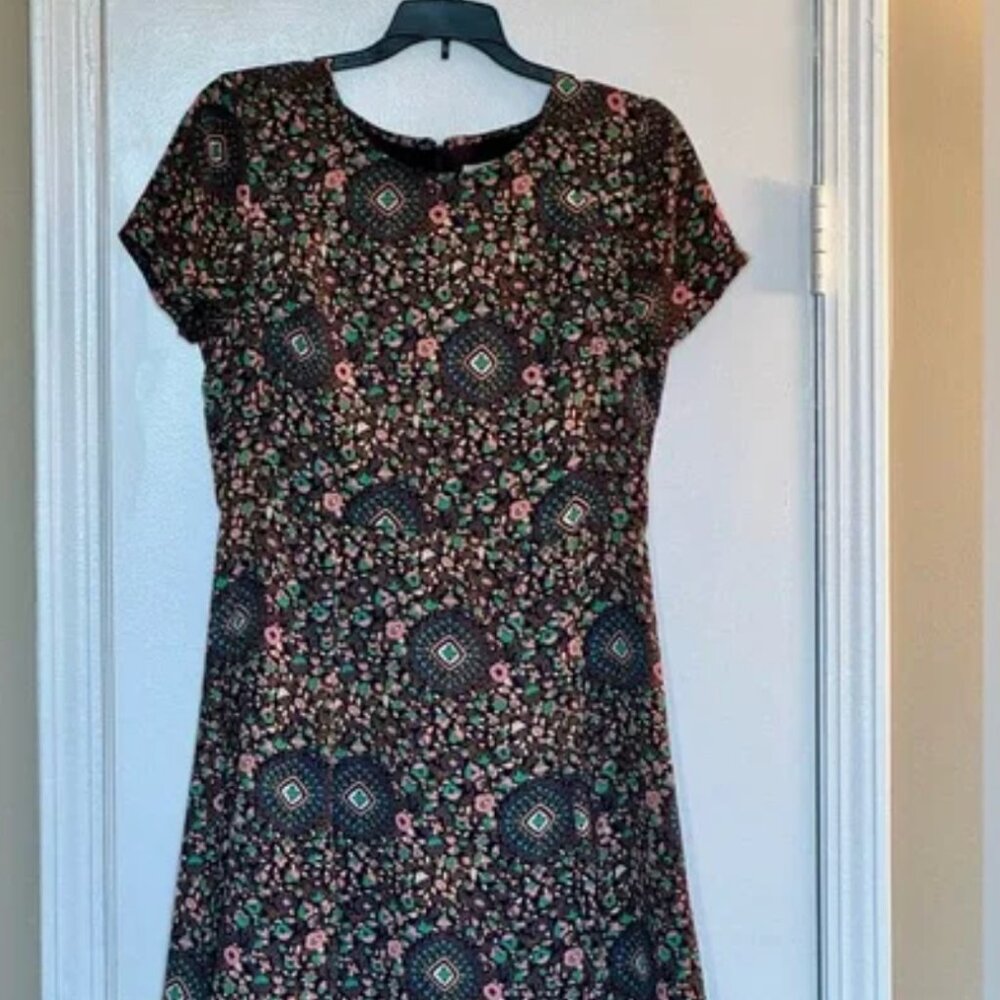 J. Crew Black and Orange A-line Midi Dress Size 0